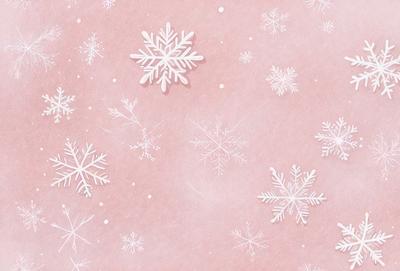 The primary subject of the image is a snowflake pattern, which is displayed on a pink background. The setting appears to be a winter scene, possibly a wallpaper or a decorative item. The visual style of the image is a combination of digital art and illustration, creating a unique and eye-catching design. The dominant colors in the image are pink and white, giving it a warm and cozy atmosphere.