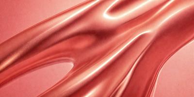 The primary subject of the image is a close-up of a red, shiny, and textured surface. The setting appears to be a room with a pink background. The visual style of the image is a combination of a photo and digital art, creating a unique and eye-catching appearance. The dominant colors in the image are red and pink, giving the scene a warm and vibrant atmosphere.