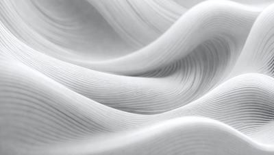 The primary subject of the image is a white, wavy, and flowing pattern. The setting is a white background, which creates a clean and minimalist appearance. The visual style is a combination of digital art and illustration, as the pattern appears to be a digital creation. The colors and mood of the image are predominantly white, giving it a calm and serene atmosphere.