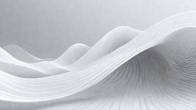 The primary subject of the image is a white wave, which is the main focus of the scene. The wave is depicted in a digital art style, giving it a modern and visually appealing appearance. The setting is a white background, which provides a clean and minimalist environment for the wave to be displayed. The overall atmosphere of the image is calm and serene, with the white wave being the main point of interest.