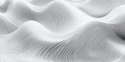 The primary subject of the image is a white, curved, and wavy surface, which appears to be a sculpture or a piece of art. The setting is a white background, which highlights the artwork. The visual style is a combination of digital art and illustration, creating a unique and intriguing design. The colors and mood of the image are predominantly white, giving it a clean and minimalist appearance.