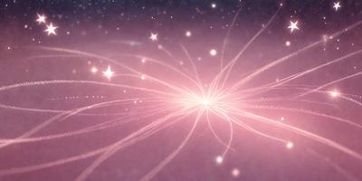 The primary subject of the image is a pink and purple nebula, which is a celestial object. The setting is a dark, starry sky, and the visual style is a digital art or illustration. The dominant colors are pink and purple, creating a warm and serene atmosphere.