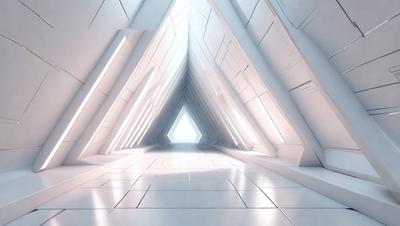 The primary subject of the image is a white, open, and empty room with a large, open, and white archway. The setting is a white room with a white floor, and the visual style is a digital art or illustration. The colors and mood of the image are predominantly white, giving it a clean and minimalist appearance.