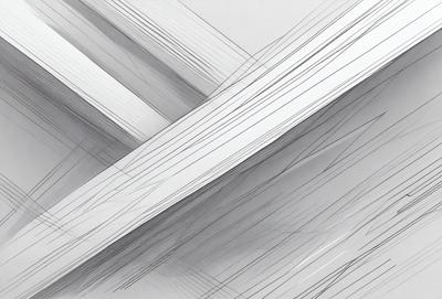 The primary subject of the image is a white, abstract drawing of a structure. The setting is a white background, which emphasizes the drawing's contrast. The visual style is a combination of digital art and illustration, as the drawing appears to be a combination of both. The colors and mood of the image are predominantly white, creating a clean and minimalist atmosphere.