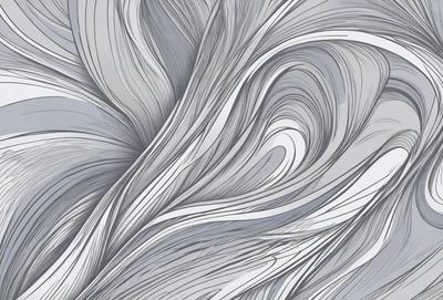 The primary subject of the image is a large, swirling, and curling pattern, which appears to be a digital art or illustration. The setting is a gray background, which contrasts with the swirling pattern. The visual style is modern and abstract, with the pattern resembling a wave or a flowing water. The colors and mood of the image are predominantly gray, with the swirling pattern adding a sense of movement and dynamism to the scene.