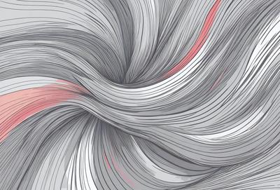The primary subject of the image is a large, swirling mass of white and red hair. The setting is a black and white background, which adds a sense of contrast and artistic style to the visual. The image is a digital art piece, showcasing the artist's skill in creating intricate patterns and textures. The dominant colors are white and red, which evoke a sense of energy and movement. Overall, the image has a dynamic and visually striking appearance.