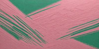 The primary subject of the image is a close-up of a pink and green painting. The painting features a combination of pink and green colors, creating a visually appealing and vibrant scene. The setting appears to be a canvas or a painting surface, which adds to the artistic nature of the image. The visual style of the painting suggests that it is a digital art or illustration, showcasing the artist's creativity and skill in blending colors and patterns. Overall, the painting evokes a sense