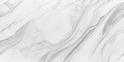 The primary subject of the image is a white marble surface with a pattern of lines and curves. The setting is a rocky mountain, and the visual style is a drawing or illustration. The colors and mood of the image are predominantly white, gray, and black, creating a sense of depth and contrast.