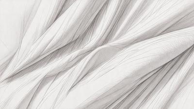 The primary subject of the image is a white sheet of paper with a drawing of a curly, flowing, and swirling pattern. The setting is a white background, and the visual style appears to be a combination of drawing and digital art. The colors and mood of the image are predominantly white, creating a clean and minimalist atmosphere.