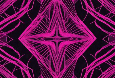 The primary subject of the image is a pink geometric pattern, which is the main focus of the image. The setting is a black background, which contrasts with the pink pattern. The visual style is a digital art or illustration, as the pattern appears to be a digital creation. The dominant colors are pink and black, creating a bold and eye-catching atmosphere.