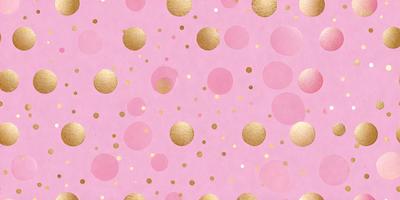 The primary subject of the image is a pattern of gold and pink circles. The setting is a pink background, and the visual style appears to be a combination of digital art and illustration. The dominant colors are pink and gold, creating a warm and inviting atmosphere.