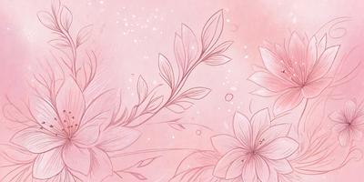 The primary subject of the image is a pink flower with green leaves. The setting is a pink background, which adds to the overall mood of the image. The visual style is a combination of digital art and illustration, creating a vibrant and artistic representation of the flower. The colors and mood of the image are predominantly pink and lively, evoking a sense of freshness and beauty.