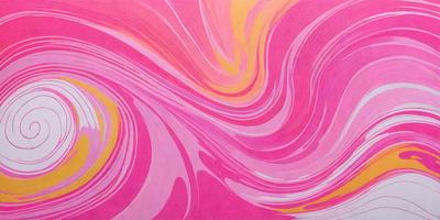 The primary subject of the image is a pink and yellow swirl pattern. The setting is a pink background, and the visual style appears to be a digital art or illustration. The dominant colors are pink and yellow, creating a warm and vibrant atmosphere.