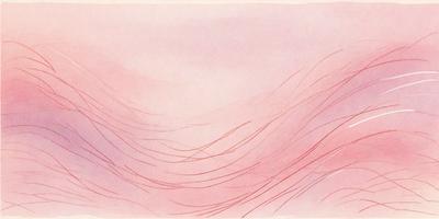 The primary subject of the image is a large, flowing wave with a pinkish hue. The wave is the main focus of the scene, and it appears to be a watercolor painting. The setting is a vast, open ocean, with the wave extending across the entire image. The visual style is artistic and captures the beauty of the ocean's waves. The colors and mood of the image are serene and calming, with the pinkish hue adding a touch of warmth and tranquility to