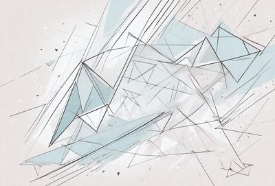 The primary subject of the image is a geometric pattern, which is a digital art piece. The setting is a white background, and the visual style is a combination of digital art and illustration. The dominant colors in the image are blue and white, creating a clean and modern atmosphere.