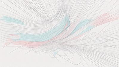 The primary subject of the image is a drawing or illustration of a person's head, with a focus on the hair. The setting is a white background, and the visual style appears to be a combination of digital art and illustration. The colors in the image are predominantly blue and pink, creating a mood of calmness and tranquility.