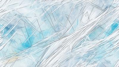 The primary subject of the image is a white, frosty, and icy texture. The setting is a blue background, which contrasts with the white frost. The visual style is a combination of digital art and illustration, creating a unique and artistic representation of the frosty texture. The colors and mood of the image are predominantly white and icy, giving it a cold and wintry atmosphere.