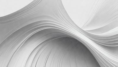 The primary subject of the image is a large, white, curved paper sculpture. The setting is a white background, which highlights the paper sculpture. The visual style is a combination of digital art and illustration, as the paper sculpture appears to be a three-dimensional representation of a two-dimensional image. The colors and mood of the image are predominantly white, giving it a clean and minimalist appearance.