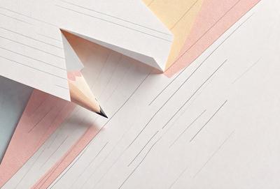 The primary subject of the image is a pencil, which is prominently displayed in the foreground. The setting is a white surface, possibly a piece of paper or a table. The visual style appears to be a combination of a photo and a drawing, with the pencil being the focal point. The colors in the image are predominantly white, which gives the scene a clean and minimalist appearance.
