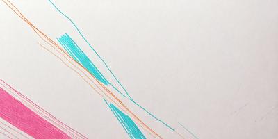 The primary subject of the image is a drawing or painting of a line that appears to be a combination of blue, orange, and green. The line is depicted on a white background, giving it a clean and minimalist appearance. The visual style of the image suggests that it could be a digital art piece or a hand-drawn illustration. The colors and mood of the image are predominantly cool and calming, with the blue and green hues creating a sense of tranquility.