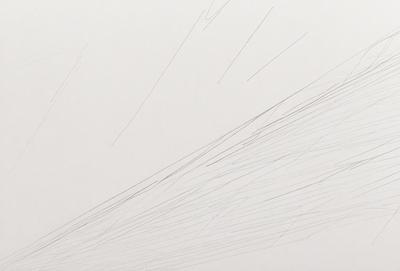 The primary subject of the image is a white sheet of paper with a series of lines drawn on it. The setting is a blank canvas, and the visual style appears to be a combination of drawing and digital art. The lines on the paper create a sense of depth and dimension, giving the image a somewhat abstract and artistic appearance. The overall atmosphere of the image is clean, minimalistic, and focused on the lines and their arrangement on the paper.