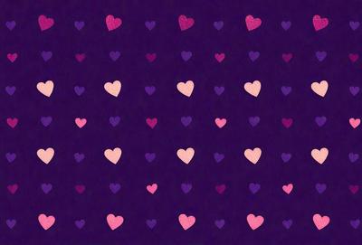 The primary subject of the image is a pattern of hearts. The hearts are arranged in a purple background, creating a visually appealing and heartwarming design. The setting is a dark background, which contrasts with the bright pink hearts, making them stand out even more. The visual style of the image is a combination of digital art and illustration, as it features a well-crafted and detailed pattern of hearts. The colors and mood of the image are predominantly pink and warm, evoking feelings of