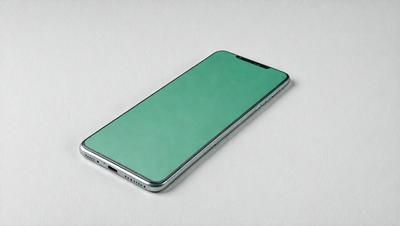 The primary subject of the image is a cell phone. The cell phone is placed on a white surface, which serves as the background. The visual style of the image is a photo, capturing the cell phone in its natural environment. The colors and mood of the image are predominantly white, giving it a clean and minimalist appearance.