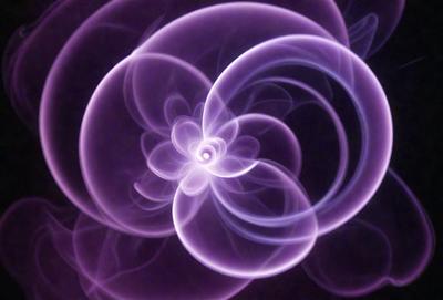 The primary subject of the image is a purple flower with a white center, surrounded by a purple background. The visual style of the image is a combination of photo and digital art, creating a unique and artistic representation of the flower. The colors and mood of the image are predominantly purple, giving it a calming and serene atmosphere.