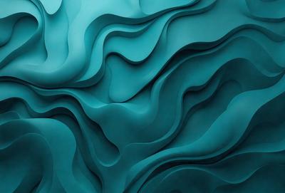 The primary subject of the image is a large, blue, textured wall. The setting is a room with a blue background, and the visual style appears to be a combination of a photo and digital art. The dominant colors are blue and white, creating a calm and soothing atmosphere.