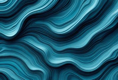 The primary subject of the image is a blue and white ocean wave. The setting is the ocean, with the wave being the main focus of the image. The visual style is a digital art or illustration, as the wave is depicted in a detailed and artistic manner. The dominant colors are blue and white, creating a serene and calming atmosphere.