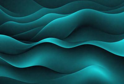 The primary subject of the image is a blue ocean wave. The setting is a blue ocean, and the visual style is a digital art or illustration. The dominant colors are blue and turquoise, creating a serene and calming atmosphere.