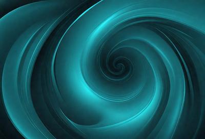 The primary subject of the image is a spiral pattern, which is a blue swirl. The setting is a blue background, and the visual style appears to be a digital art or illustration. The dominant colors are blue and green, creating a calm and soothing atmosphere.