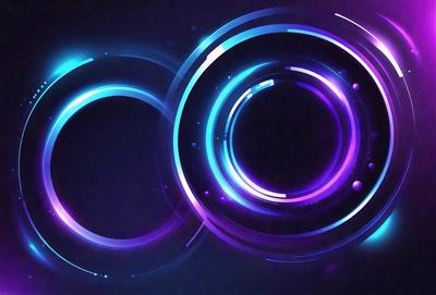 The primary subject of the image is a purple and blue circle with a light blue background. The circle is surrounded by other circles, creating a visually appealing pattern. The visual style of the image is digital art, as it appears to be a computer-generated design. The colors and mood of the image are vibrant and energetic, with the purple and blue hues creating a sense of depth and contrast.