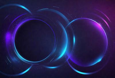 The primary subject of the image is a large, round, blue circle. The setting is a dark background, which contrasts with the bright blue circle. The visual style is digital art, as the circle is depicted in a stylized manner. The colors and mood of the image are predominantly blue, creating a calm and serene atmosphere.
