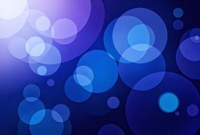 The primary subject of the image is a blue background with a pattern of white circles. The setting appears to be a dark room, and the visual style is a digital art or illustration. The dominant colors are blue and white, creating a calm and serene atmosphere.