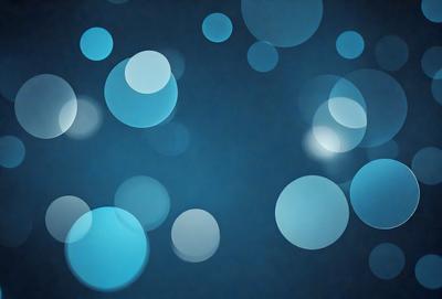 The primary subject of the image is a blue background with a pattern of white circles. The setting appears to be a dark room, and the visual style is a digital art or illustration. The dominant colors are blue and white, creating a calm and serene atmosphere.