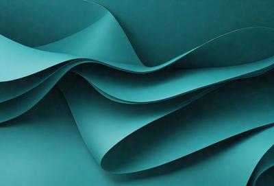 The primary subject of the image is a blue, curved, and wavy sheet of paper. The setting is a blue background, which creates a visually appealing contrast with the paper. The visual style is a close-up of the paper, showcasing its texture and details. The colors and mood of the image are predominantly blue, giving it a calm and serene atmosphere.