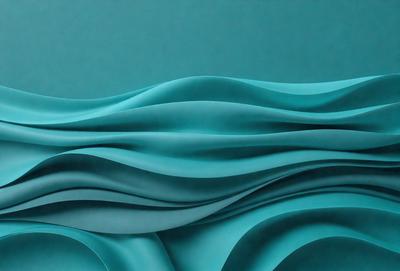 The primary subject of the image is a large, blue, flowing wave. The setting is a blue background, which creates a striking contrast with the wave. The visual style is a combination of photo and digital art, giving the image a unique and artistic appearance. The dominant colors are blue and turquoise, which evoke a sense of calmness and tranquility.