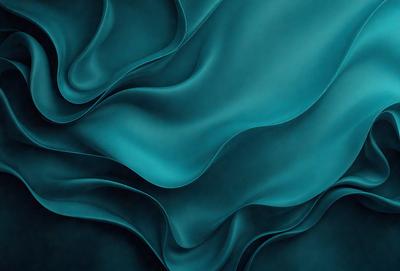 The primary subject of the image is a blue fabric, which appears to be a piece of silk. The setting is a dark background, which contrasts with the blue fabric. The visual style is a close-up of the fabric, showcasing its texture and pattern. The colors and mood of the image are predominantly blue, creating a calm and serene atmosphere.