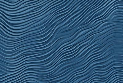 The primary subject of the image is a blue, wavy surface that resembles a wave or a ripple. The setting is a blue background, and the visual style appears to be a digital art or illustration. The dominant colors are blue and white, creating a calm and serene atmosphere.