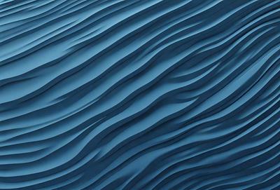 The primary subject of the image is a blue, wavy surface that resembles a wave or a ripple. The setting is a blue background, and the visual style appears to be a digital art or illustration. The dominant colors are blue and white, creating a calm and serene atmosphere.
