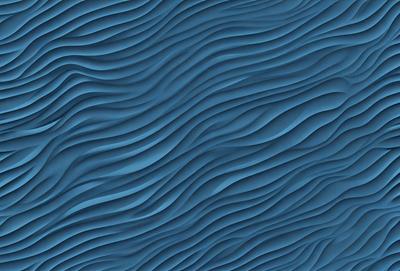 The primary subject of the image is a blue, wavy surface that resembles a wave or a ripple. The setting is a blue background, and the visual style appears to be a digital art or illustration. The dominant colors are blue and white, creating a calm and serene atmosphere.