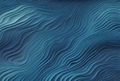 The primary subject of the image is a blue, wavy surface that resembles a water surface. The setting is a blue ocean, and the visual style is a digital art or illustration. The dominant colors are blue and white, creating a calm and serene atmosphere.