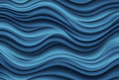The primary subject of the image is a blue wave pattern, which is the main object, scene, or focus of the image. The setting or background is a blue surface, which could be a wall, a fabric, or a digital background. The visual style of the image is a digital art or illustration, as it is a well-crafted and detailed representation of the blue wave pattern. The dominant colors in the image are blue and possibly some shades of gray or white, creating a calm and soothing atmosphere.