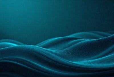 The primary subject of the image is a blue wave, which is the main focus of the scene. The setting is a dark blue background, creating a contrasting and dramatic effect. The visual style is a digital art or illustration, as the wave appears to be a digital representation of a wave. The dominant colors are blue and black, giving the image a calm and serene atmosphere.
