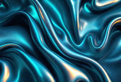 The primary subject of the image is a close-up of a blue, shiny, and textured surface. The setting appears to be a blue ocean, with the surface possibly being a piece of fabric or a wall. The visual style of the image is a combination of a photo and digital art, creating a unique and intriguing appearance. The dominant colors in the image are blue and silver, giving the scene a calm and serene atmosphere.