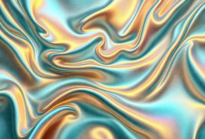 The primary subject of the image is a patterned surface, which appears to be a metallic material with a blue and gold color scheme. The setting is a close-up view of the pattern, showcasing its intricate details. The visual style of the image is a combination of photo and digital art, creating a unique and eye-catching design. The colors and mood of the image are vibrant and lively, with the blue and gold hues evoking a sense of luxury and sophistication.