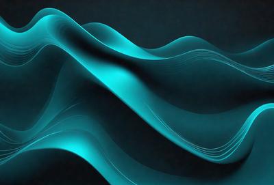 The primary subject of the image is a blue wave or ripple pattern. The setting is a dark background, which creates a contrast with the blue wave. The visual style is a digital art or illustration, as the wave appears to be a digital creation. The dominant colors are blue and black, giving the image a calm and serene atmosphere.