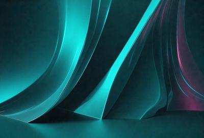 The primary subject of the image is a blue, curved, and shiny surface. The setting is a dark blue background, which creates a contrasting and dramatic effect. The visual style is a digital art or illustration, as the surface appears to be a digital rendering. The colors and mood of the image are predominantly blue, creating a sense of depth and tranquility.