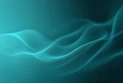 The primary subject of the image is a blue wave or ripple pattern. The setting is a dark blue background, which creates a contrasting effect with the wave pattern. The visual style appears to be a digital art or illustration, as the wave pattern is intricately detailed and the overall atmosphere is serene and calming.